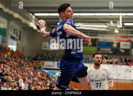 Csaba Leimeter (HBW Balingen-Weilstetten, #05) erzielt ein Tor, Aktion, Torwurf HBW Balingen-Weilstetten (HBW) vs. HSV Hamburg (HSVH), Handball, Maenner, Liqui Moly Handball Bundesliga (HBL), 34. Spieltag, Spielzeit 2023/2024, 02.06.2024 Foto: Eibner-Pressefoto/Oliver Schmidt Stockfoto