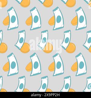 Nahtloses Geldmuster. Hintergrund der Cash-Loop. Vektorkontur abgewickelte Illustration. Vektorkontur abgewickelte Illustration. Stock Vektor