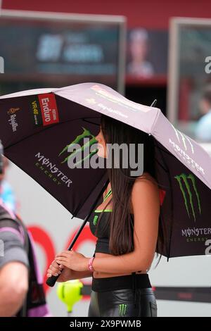 Mugello, Italien. Juni 2024. 02.06.2024, Autodromo Internazionale del Mugello, Mugello, MotoGP Grand Prix 2024, im Bild Grid Girls in Mugello. Quelle: dpa/Alamy Live News Stockfoto