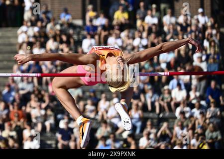 Stockholm, Schweden. Juni 2024. STOCKHOLM, SCHWEDEN 20240602 Iryna Herashchenko (Iryna Gerashchenko), Ukraine während des Hochsprungs der Frauen während der Diamond League Bauhaus Athletics Gala im Stockholmer Stadion, Schweden, 2. Juni 2024. Foto: Anders Wiklund/TT/Code 10040 Credit: TT News Agency/Alamy Live News Stockfoto