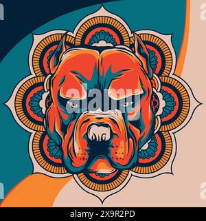 vektordarstellung des Hundekopfes mit dekorativen Verzierungen und Doodle-Elementen. Stock Vektor