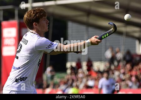Antwerpen, Belgien. Juni 2024. Der Belgier Gauthier Boccard wurde während eines Eishockeyspiels zwischen der belgischen Nationalmannschaft Red Lions und Australien in 12/16 der Gruppenphase der FIH Pro League 2024 am Sonntag, den 2. Juni 2024, in Antwerpen gezeigt. BELGA FOTO DIRK WAEM Credit: Belga News Agency/Alamy Live News Stockfoto