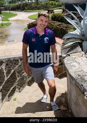 Bridgetown, Barbados. Juni 2024. Das Team aus Schottland ist in Bridgetown, Barbados, angekommen und bereitet sich darauf vor, am Dienstag, den 4. Juni, in ihrem Eröffnungsspiel der ICC T20 World Cup 2024 gegen England anzutreten Stockfoto