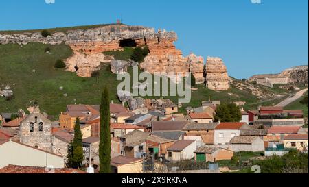 Blick auf Bocigas de Pewrales, Dorf in Spanien Stockfoto