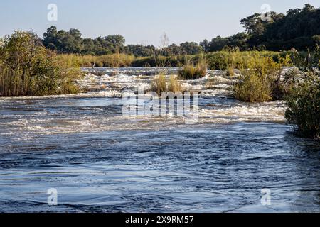 Namibia, Zambezia (Caprivi), Popa Falls am Okavango River Stockfoto