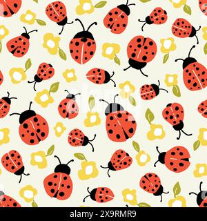 Marienkäfer – Nahtloses Muster Für Kinder Stock Vektor