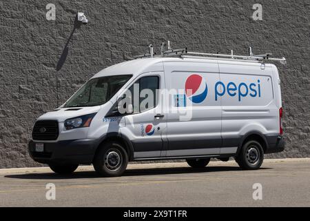 Moräne - 31. Mai 2024: Pepsi Lieferwagen. Pepsi und PepsiCo gehören zu den größten Getränkeherstellern der Welt. Stockfoto