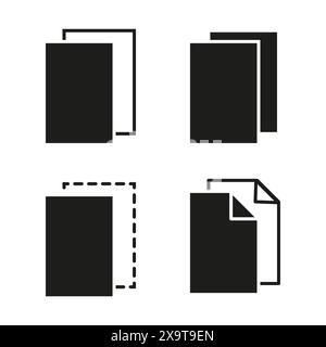 Dokumentsymbolgruppe. Einfache Vektorgrafiken. Schwarz-weiß-Design. Minimalistische Dateisymbole. Stock Vektor