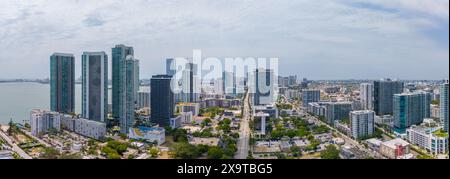 Miami Florida, USA. Luftpanorama Edgewater Paraiso District 2024 Stockfoto