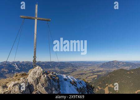 Panorama vom Rubihorn, 1957m, ins Illertal, Allgäuer Alpen, Allgäu, Bayern, Deutschland Stockfoto