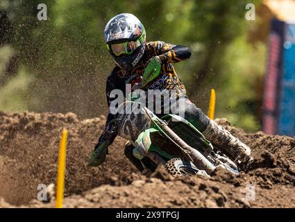 1. Juni 2024 Sacramento, CA USA Fredrik Noren(22)aus Runde 16 bei der Pro Motocross Championship 450 Heat #1 in Hangtown Classic Sacramento, CA Thurman James/CSM Stockfoto