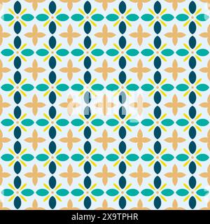 Nahtloses Muster Mit Vintage-Bodenfliesen Und Blumenmuster. Kachelvektor Stock Vektor