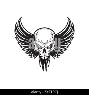 Totenkopf Flügel Vektor Illustration geflügelte Schädel Abzeichen Emblem Design Stock Vektor