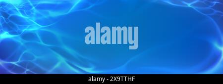 Blauer Hintergrund der Wasseroberfläche. Vektor-realistische Illustration von klaren Wasserwellen mit Lichtbrechung, 3D-Meer, Ozean oder Schwimmbad saubere Unteransicht mit abstrakter glänzender Ripple Textur Stock Vektor