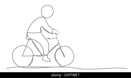 Einzeilige Zeichnung des Fahrrads auf weißem Hintergrund Stock Vektor