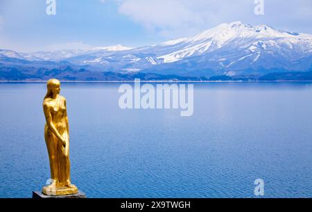 Lake Tazawa im Winter, Stadt Semboku, Präfektur Akita, Tohoku, Japan. Stockfoto