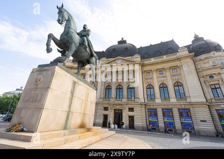 Bukarest, Rumänien. Mai 2024. Außenansicht des Gebäudes der Carol I University Foundation im Stadtzentrum Stockfoto