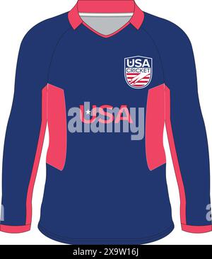 USA Team T20 Cricket Shirts Mock Up Stock Vektor