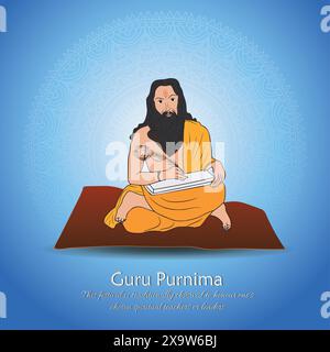 Happy Guru Purnima Indian Hindu Festival Celebration Stock Vektor