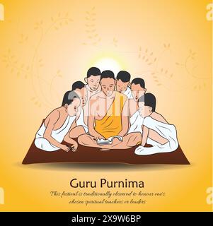 Guru Purnima des indischen Festivals für spirituelle und akademische Lehrer Stock Vektor