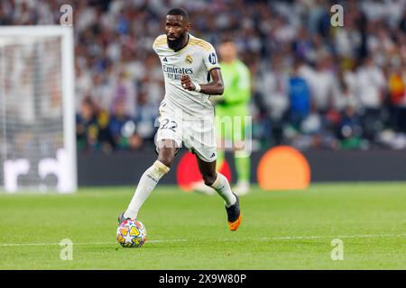 London, England 20240601. Antonio Rüdiger von Real Madrid im Champions-League-Finale zwischen Borussia Dortmund und Real Madrid im Wembley-Stadion. Foto: Svein Ove Ekornesvåg / NTB Stockfoto