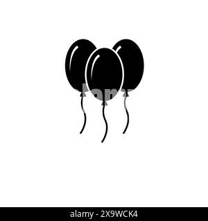 Party Helium Ballons Solid Flat Vector Symbol isoliert auf weißem Hintergrund. Stock Vektor