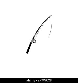 Teleskop Angelrute Pole Solid Flat Vektor Symbol isoliert auf weißem Hintergrund. Stock Vektor