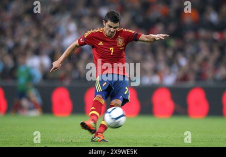 Aktenfoto vom 11/11 von David Villa in Spanien. Es gab acht Hattricks im Finale der Europameisterschaft. Villa 2008 war der letzte Mann, der die Leistung erreichte. Ausgabedatum: Montag, 3. Juni 2024. Stockfoto