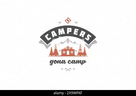Zitieren Sie Typografie mit handgezeichnetem Campinghütten-Symbol im Wald für Grußkarte oder Poster und andere. Camper gona Camp Phrase oder Sprüche mit Design Stock Vektor
