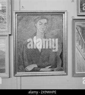 Aktuell 22-1946: Blick aus der Herbstausstellung. Bjarne Brunsvik sucht nach einer bewussten Vereinfachung der Ausdrucksmittel, Statisten dieses Bild wurde genannt. Foto: Aktuell / NTB ***Foto wird nicht verarbeitet*** Stockfoto