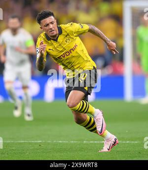 1. Juni 2024: Borussia Dortmund gegen Real Madrid - UEFA Champions League-Finale - Wembley. Jadon Sancho in Aktion. Bild : Mark Pain / Alamy Live News Stockfoto