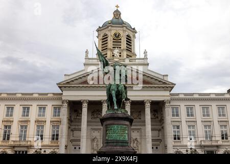 Die Statue von Godfey von Bouillon auf dem Place Royale in Brüssel, der belgischen Hauptstadt Stockfoto