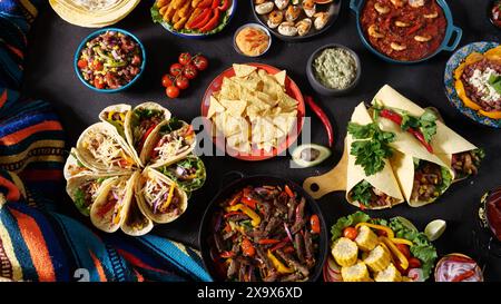 Fajitas, Weizentortillas als Taco-Wraps. Mexikanische Küche Stockfoto