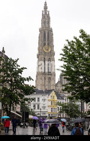 Onze Lieve Vrouwekathedrall, Kathardral unserer Lieben Frau, in Antwerpen, Flandern, Belgien Stockfoto