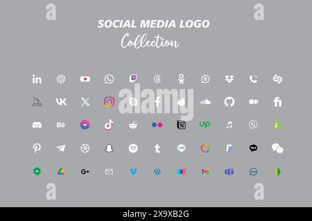Beliebte Logosymbole für soziale Medien facebook, instagram, youtube, pinterest, tiktok usw. Logosymbole für soziale Medien Stock Vektor