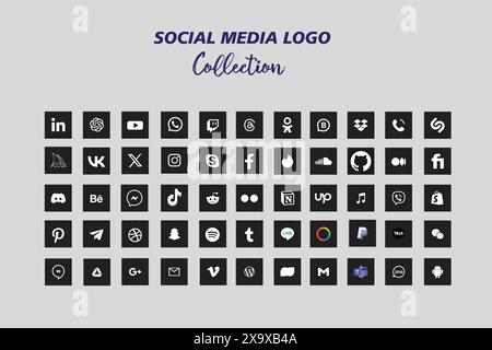 Beliebte Logosymbole für soziale Medien facebook, instagram, youtube, pinterest, tiktok usw. Logosymbole für soziale Medien Stock Vektor