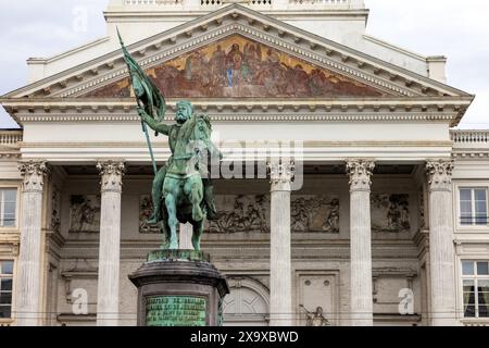 Die Statue von Godfey von Bouillon auf dem Place Royale in Brüssel, der belgischen Hauptstadt Stockfoto