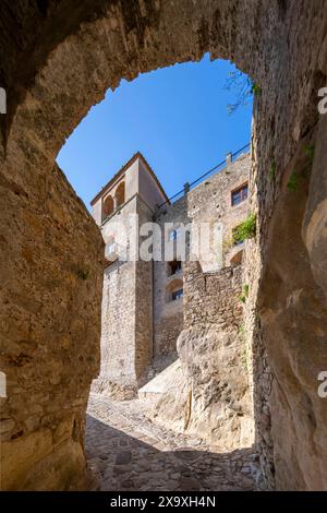 Burgmauern bei Castella Del Frontera. Stockfoto