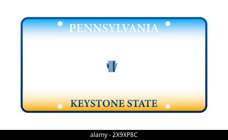 Nummernschild aus Pennsylvania. Autokennzeichen. Abbildung des Vektormaterials. Stock Vektor