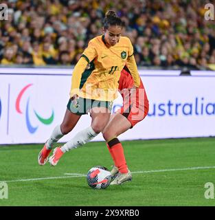 Sydney, Australien. 3. Juni 2024, Mary Fowler während der „Til IT’s Done“ Farewell Series, Australien gegen China PR. Quelle: Kleber Osorio/Alamy Live News Stockfoto