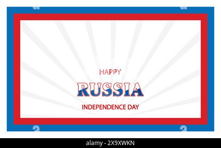 Glücklicher Unabhängigkeitstag Russlands Karte mit blauem und rotem Papierschnitt auf weißem Hintergrund für festliches Nationaljubiläum Russlands, auf dem Stock Vektor