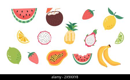 Banner und Poster für Sommerangebote. Satz von Vektorillustrationen für Web- und Social-Media-Banner, Printmaterial, Newsletter-Designs, Coupons, Marketing. Stock Vektor