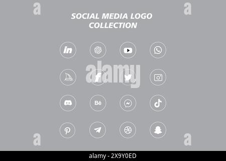 Beliebte Symbolkollektion für Social Network-Logos. Symbolpaket für soziale Medien Stock Vektor