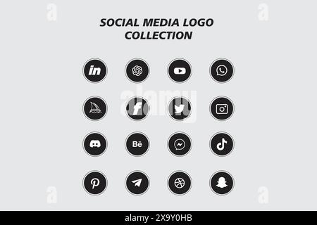 Beliebte Symbolkollektion für Social Network-Logos. Symbolpaket für soziale Medien Stock Vektor