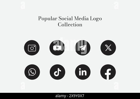 Beliebte Symbolkollektion für Social Network-Logos. Symbolpaket für soziale Medien Stock Vektor