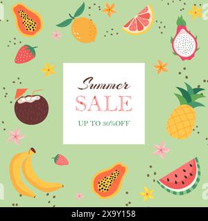 Banner und Poster für Sommerangebote. Satz von Vektorillustrationen für Web- und Social-Media-Banner, Printmaterial, Newsletter-Designs, Coupons, Marketing. Stock Vektor