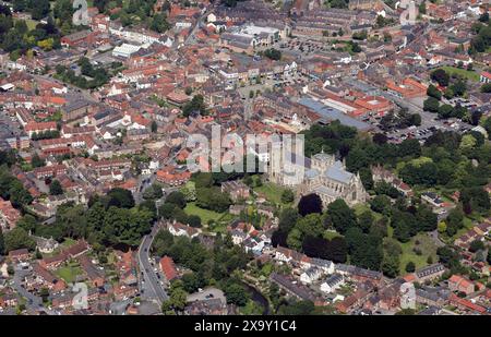 Luftaufnahme von Ripon Stadtzentrum, North Yorkshire Stockfoto