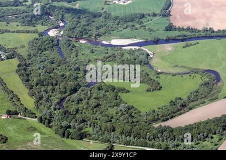 Aus der Vogelperspektive auf den River ure in Ripon, North Yorkshire Stockfoto