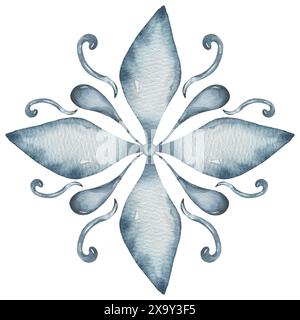 Aquarell Ornament Illustration, handgezeichnete Fliesen Dekoration Clipart Stockfoto