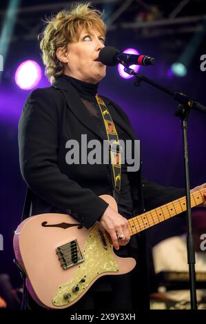 Leyland, Lancashire, Sonntag, 26. Mai 2024. Die Sängerin Katrina Leskanich tritt auf der Bühne des jährlichen Music in the Park Festivals im Worden Park, Leyland, auf. Stockfoto